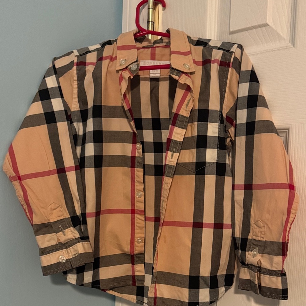 Burberry Tan and Black Checkered Shirt